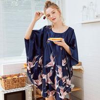 Moteriški drabužiai miegui Satin Nightdress Apatinis trikotažas Apatiniai Naktiniai One Size tamsiai mėlyna spalva