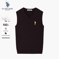 JAV. POLO ASSN.. Vyriškas V formos išmegztas liemenė 2XL vidutiniškai pilka spalva