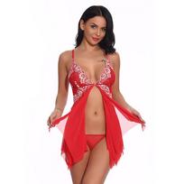 Moteriškas apatinis trikotažas, priekyje uždaromas Babydoll Lace V kaklo tinklinis apatinis trikotažas XXL juoda