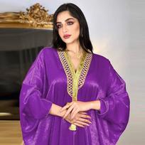 Musulmonų drabužiai Arabų Dubajus Turkija Šikšnosparnio rankovių chalatas kardiganas Abaya ilgas musulmonų moteriškas drabužis One Size tamsiai žalia spalva