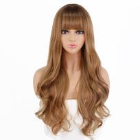 XINRAN Lady Fashion ilgi banguoti sintetiniai perukai su kirpčiukais Ombre rudi blondinai natūralių plaukų perukai moterims, karščiui atsparus kasdienis Cosplay perukas 24inches