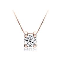 BagueRingen Real 1ct moissanite kaklo pakabukas moterims rožinio aukso spalvos 925 sterlingų sidabro vestuvių vakarėlio vestuviniai puikūs papuošalai 1.0ct mėlyna