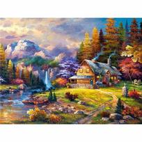 „Pasidaryk pats“ 5D deimantinis tapybos namas, visiškai apvalus deimantinis siuvinėjimas, mozaikinis kryžminio dygsnio kalnų krištolas 20X30CM raudona