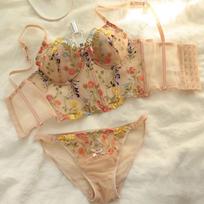 Nauji nėriniai „Camisole“ itin ploni apatiniai Seksualūs nėrinių siuvinėjimai „push Up“ liemenėlės komplektas moterims, romantiškos gėlės, kūną formuojantys viršutiniai ir kelnaitės S įvairiaspalvis