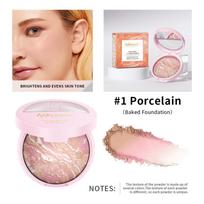 Marble Baked Powder Foundation Gradient Highlight Contouring Powder Setting Makeup Contouring Oil Control Foundation #2 Medium gray