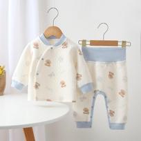 Newborn Quilted Cotton High Waist Warm Underwear Set for Autumn/Winter 73 cm
