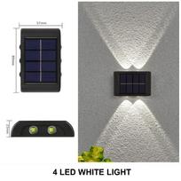1000LM LED saulės sieninis lauko šviestuvas, atsparus vandeniui aukštyn ir žemyn šviečiantis apšvietimas sodo tvoros dekoravimui Saulės šviesa 4LED-WARM-1000LM