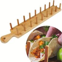 Bambukinė W formos taco laikiklis, medinis tortilijų stovas virtuvei, pakabinamas taco stovas geltona