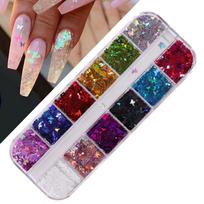 Nagų dailės blizgučiai Meilė, Lazerio magijos drugelis Fluorescenciniai švytintys blizgučiai Dėžutė Hot Sale Sequins