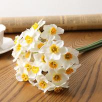Elegant 6pcs Silk Narcissus Daffodil Bouquet For Lush Wedding And Home Decor