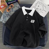 „HOUZHOU“ balti polo marškinėliai, moteriški negabaritiniai, vasariniai trumpomis rankovėmis, palaidi, elegantiška senovinių mergaičių tendencija S