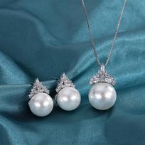 Copper Goods Plated With Real Gold, Hot Australian Fritillary Pearl Necklace Earrings Set, Pendant Earrings