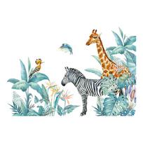Sienų lipdukai su zebra žirafa džiunglės su gyvūnais Animaciniai filmukai Svetainės sienų lipdukai Vaikų kambario vaikų kambario žaidimų kambario lovos dekoro plakatas 30x90CMx2