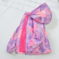 Korean Style Fleece Lined Girls' Windbreaker Jacket - Autumn/Spring Outdoor Top 160 cm violetinė