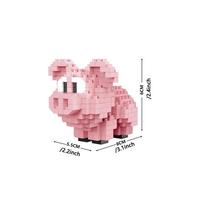 Cute Pink Pig Micro Mini 3D Puzzle Blocks - DIY Stress Relief Creative Building Toy, Zodiac Animal Desk Decor Model for Adults in bag