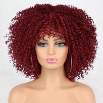 MISS WIG trumpas garbanotas sintetinis karščiui atsparus pluošto perukas juodai rudas su kirpčiukais Afro gradiento Cosplay perukai 14inches