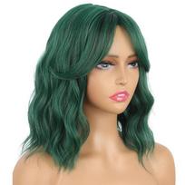 Ruda Ombre Blonde Sintetiniai kirpčiukai Moterų perukas Juoda Žalia Vidutinio ilgio Natūralūs Banguoti Plaukai Perukas Kasdienis Cosplay Naudojimas Karščiui atsparūs plaukai juoda