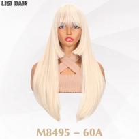 MISS WIG Sintetinis ilgas tiesus perukas su kirpčiukais Cosplay plaukų perukai moterims karščiui atsparaus pluošto kasdienis perukas vakarėliui 52cm