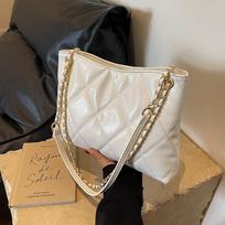Classic Plaid PU Tote Bag  New Women's Simple Large Capacity Chain Crossbody Bag Commuting Student Classroom Underarm Bags