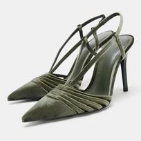 Prabangūs Dizainerio Aukštakulniai Moteriški Madingi Smailianosiai Aksamitiniai Stiletai Su Kulniuku Slingback Batai Elegantiški Galiniu Dirželiu Banketiniai Suknelės Batai 35 juoda