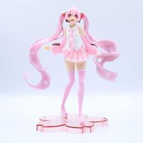 Mergaitės PVC charakterio modelio žaislas Mergaitei gimtadienio dovana namų puošmena 17cm Japonijos anime juodi drabužiai Fuksija Sakura Sakura Kilnojamas lėlės žaislas rožinė