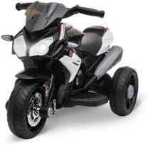 Vaikiškas elektrinis motociklas HOMCOM, šviesos ir garsai, 3 km/h, įkraunamas, plastikas ir metalas, juoda/balta