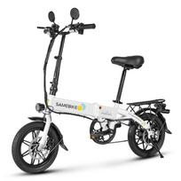 SAMEBIKE YINYU14 Sulankstomas elektrinis dviratis suaugusiems 350W variklis 36V7.8AH baterija 14 colių ratai Visureigis elektrinis dviratis Nešiojamas sulankstomas elektrinis dviratis kelionėms į darbą juoda