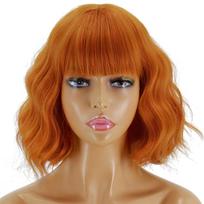 MISSQUEEN trumpi banguoti perukai juodaodėms afroamerikietiškų sintetinių rožinių plaukų purpuriniai perukai su kirpčiukais, karščiui atsparus Cosplay perukas 12inches