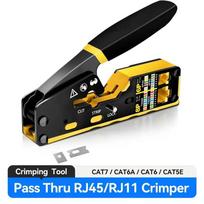 RJ45 presavimo įrankis Pass-Through CAT7 Ethernet Cat6 Cat5 Cat5e tinklo jungčiai Laido pjoviklis Laido nuėmiklis Ethernet presavimo įrankis