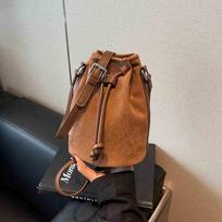 Moteriška zomšinė telefono rankinė rudenį žiemą ruda virvelė crossbody krepšys retro universali kelioninė mini rankinė per petį