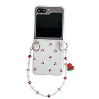 Cute Cherry Case For Samsung Z Flip 5 z flip 6 Wrist Strap Cover Funda For Galaxy Z Flip 3 flip4 Frosted Transparent Hard Cover For Samsung Z Flip 6