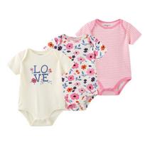 Kiddiezoom 3 vnt. Madingi kūdikių berniukų mergaičių smėlinukai 100% medvilnė Minkšti naujagimių drabužiai 3-6Months