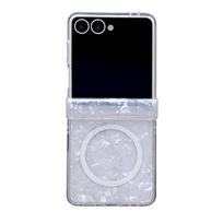 High-end Luxury Shining Bing Bimg Shell Pattern Magnetic Phone Case for Samsung Z Flip 7 6 5 Bracket Shockproof Protection Cover Galaxy Z Flip7 karšta rožinė spalva