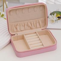 Mada Moterų Nešiojama Kelioninė Papuošalų Dėžutė PU Odos Karoliai Žiedai Auskarai Užtrauktuku Užsegamos Laikymo Dėžutės Papuošalų Ekspozicinės Vitrinos Organizatorius balta