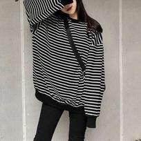 Classic Simple Striped Long Sleeve Streetwear Female Sweatshirt Autumn Winter Fleece Casual Pullovers Women's Clothing L juoda