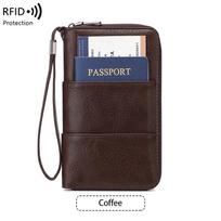 RFID Anti-Magnetinis Užtrauktukas Paso Piniginė: Daugiafunkcis asmens tapatybės kortelės ir bilieto laikiklis šviesiai ruda spalva