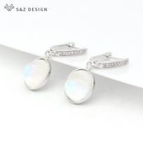 Fashion Luxury Colorful Round Crystal Drop Earrings For Women Rose Gold Color Wedding Jewelry Party Gift