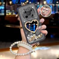 Prabangus Pearl apyrankės dėklas, skirtas Huawei Honor X9 5G X9b X8B X6s X6a X6 Nova10 magic6 Lite veidrodinis dangtelis blizgantis blizgantis dėklas HonorX9 Honor X9 5G&Case & Strap smėlis