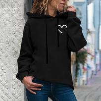Women's Fashion Casual Print Hooded Sweatshirt Loose Sports Tops Pullover M juoda