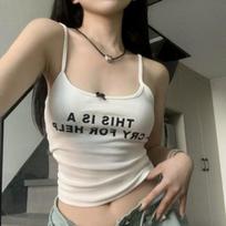 Girls Sling Vest Y2K Tops Sexy Vest For Women Fashion Tees Backless Sleeveless T-shirts Lady Tank Tops Inner Tee Club Bar Tops S juoda