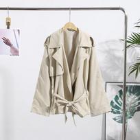 Lapel Tied Windbreaker Jacket Women's Commute Long Sleeve A-line Style Elegant Jacket Fashion Streetwear 2025 Autumn S