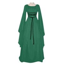 Moteriški senoviniai kostiumai Seksuali suvarstoma ilgomis rankovėmis Viduramžių gotikos suknelės iki grindų Cosplay Retro ilgio maxi suknelė S violetinė