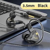 Type-C 3.5MM Įausinės laidinės ausinės su mikrofonu, atjungiamu laidu, žemų dažnių, stereo, muzikinės, žaidimų, sportinės 3.5mm jack port juoda