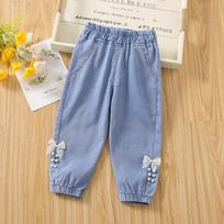 Girls' Tencel Summer Nine-Point Jeans: Cool, Breathable, Anti-Mosquito Pants 120cm