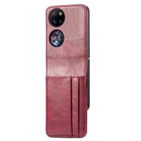 Anti -Falling Card Holder Leather Protective Cover Case For Huawei P50 Pocket Wallet Function Phone Cases for P50 Pocket rožinė