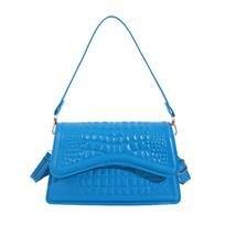 Textured fashion indentation chain bag, women's trendy textured shoulder bag, Korean version of casual versatile messenger bag mėlyna