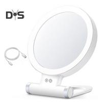LED Apšviestas Makiažo Veidrodis 5/10/20/30X Didinantis Dvipusis Kosmetinis Veidrodis su Šviesa USB Įkraunamas Reguliuojamas Ryškumas Nešiojamas Kelioninis A