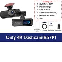 E-ACE Vaizdo registratorius UHD 4K Automobilio kamera Naktinis matymas Su GPS WiFi 24 val. Parkavimo ciklinis įrašymas 4K Priekinė ir 1080P Galinė Dvigubo objektyvo No TF Card