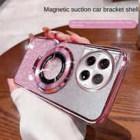 skirtas Magsafe magnetinis telefono dėklas, skirtas OnePlus 12 12R 10T 11R 10R 10 Pro Soft Bling Glitter Stovo laikiklio galinis dangtelis For OnePlus 11 juoda