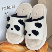 2024 Naujos žiemos moteriškos pliušinės šlepetės Minkšti mielas panda Baotou medvilniniai batai Sutirštinti šilti namų neslystantys minkšto padėklo batai Mergaitei 38-39 foot 23.5-24cm black